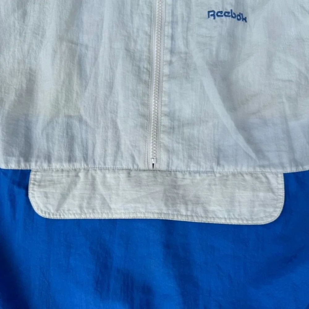 Vintage Reebok Track Jacket Mens X-Large Windbreaker Retro Nylon 90s Grey‎ Blue